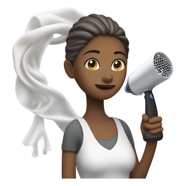 Girl is drying wet sail using the hair dryer sticker