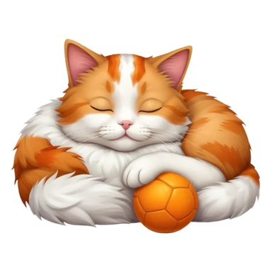 cat sleeping with ball sticker