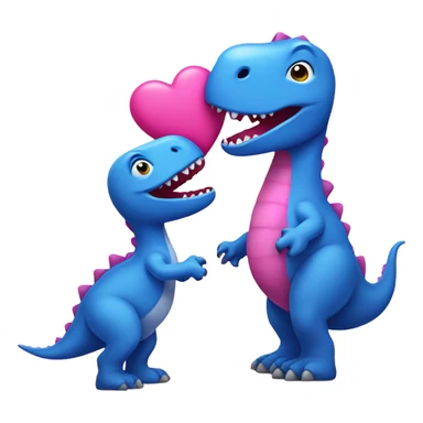 Blue dinosaur kissing a pink dinosaur  sticker