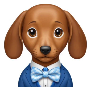 Brown daschund with white chest and blue checkered bow tie  sticker