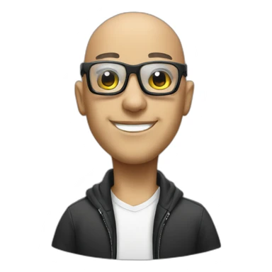 a bald DJ with glasses sticker