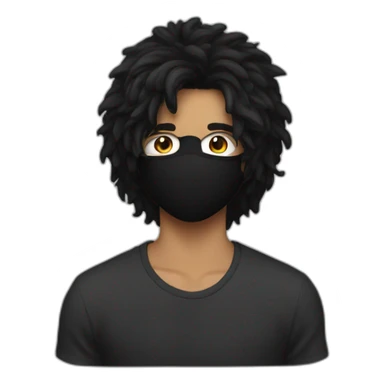 18 year old guy with big black hairs wearing a mask sticker