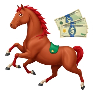 red horse agressive running money euros bills sticker