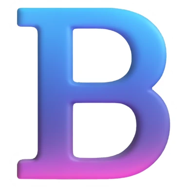 letter B with a soft gradient and subtle shadow sticker