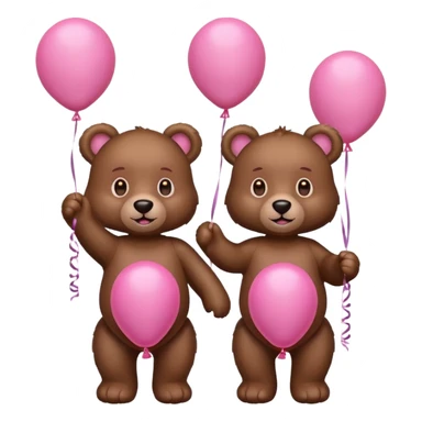 brown Satine bears in pink balloons  sticker