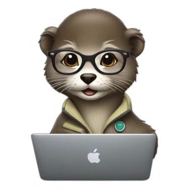 female vet otter with glasses use a macbook sticker