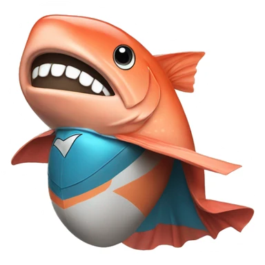salmon wearing a superhero cape sticker
