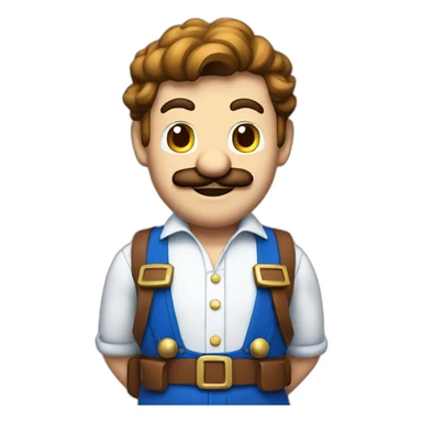 super mario as bavarian with a blue and white shirt sticker