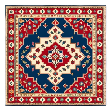 Cinematic Realistic depiction of a richly patterned Turkish carpet, rendered with exquisite details and vibrant colors, set against a soft, warmly lit background that emphasizes its artisanal craftsmanship sticker