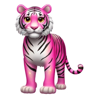 Pink rainbow full body tiger with glitter no orange sticker