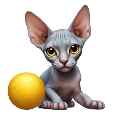 Sphynx cat plays with a ball
 sticker