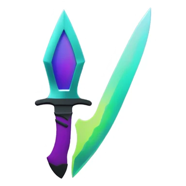 45° angle Aurora borealis purple teal lime green dagger knife sword sticker