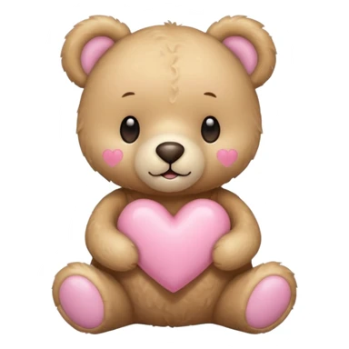 beige teddy bear and a pink pastel heart sticker