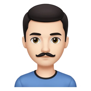 pretty handsome bratz man, has a short black mustache with black black black eyes,  short dark hair, pale skin, defined jawline sticker