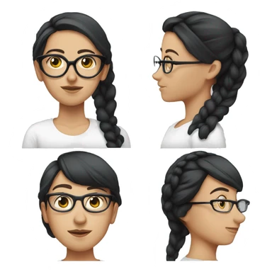 27-year-old white woman with glasses and straight black hair tied up sticker