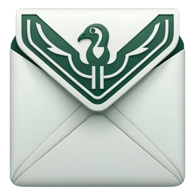 Elegant Mayan hieroglyph mail symbol with clean lines, minimalist design, only pure white and dark green colors, Apple-style aesthetic sticker