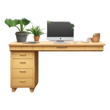 aesthetic desk with Mac and plants sticker