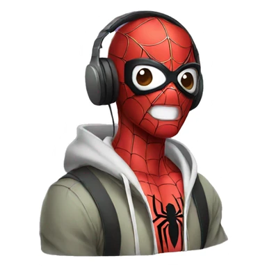 anime spiderman wearing headphones sticker