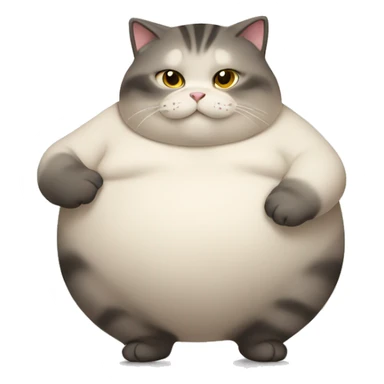 chubby cat with a belly sticker