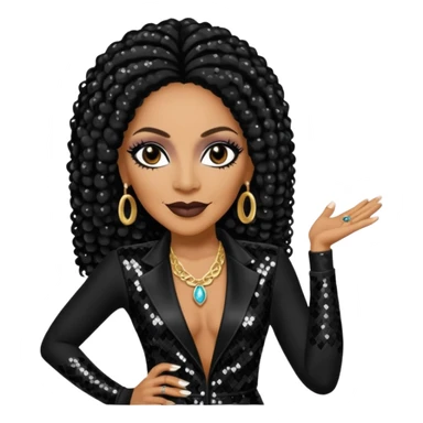 Sheila E with black sequin outfit sticker