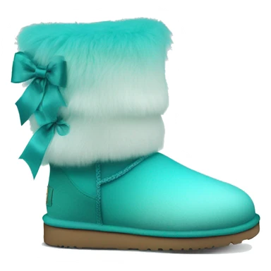 Realistic pair of tiffany blue to turquoise ombre fur Ugg boots with silk ribbon bows. sticker
