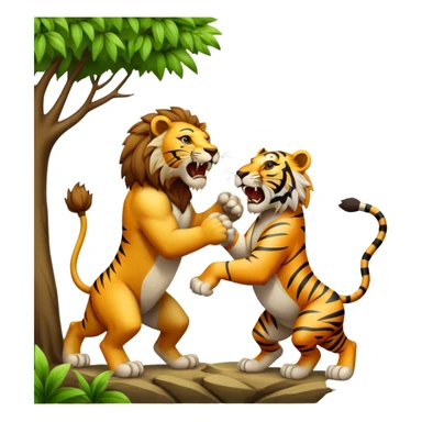 Lion and tiger fighting in trees  sticker