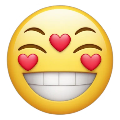 Smiling face with smiling eye and three heart sticker