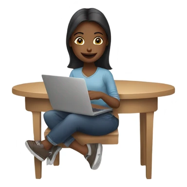 Girl using laptop and drinking coffee sticker