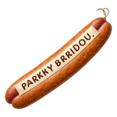 Saucisson avec écris en bas parky bridou sticker