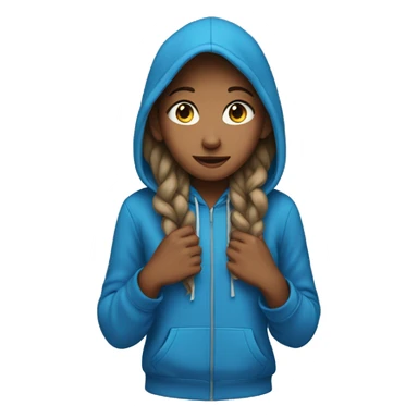A girl wering a blue hoodie sticker