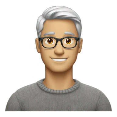 White Nerd with gray turtleneck and glass  sticker