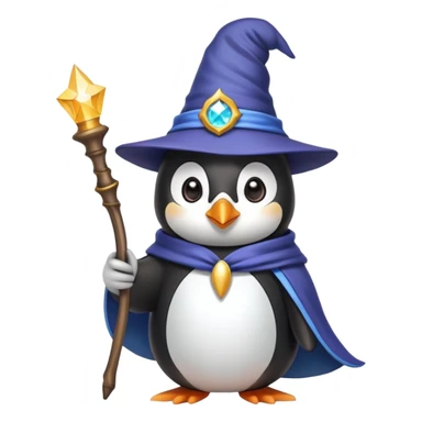 penguin wizard with wizard hat and magic wand sticker