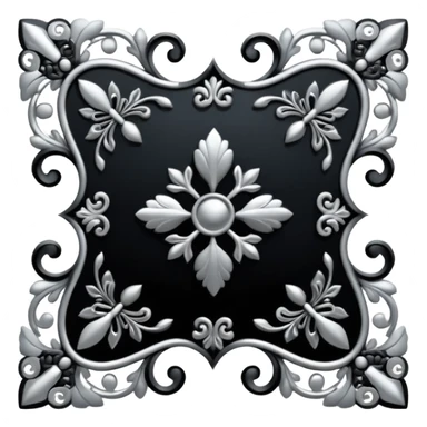 Black and silver filigree corner, 3D, extremely detailed design sticker
