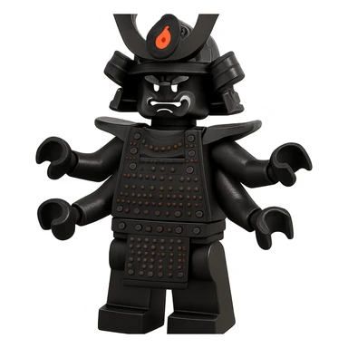 Garmadon, four arms, samurai armor, LEGO style, no text sticker