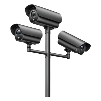CCTV cameras on a pole in black sticker