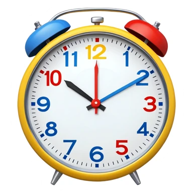 Clock yellow backround blue second handle and numbers and red hour handle and numbers sticker