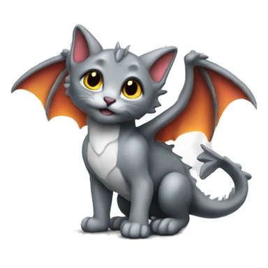 dragon wings on grey kitten sticker