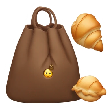 Brown polene bag with Little Croissant plushie pendant sticker