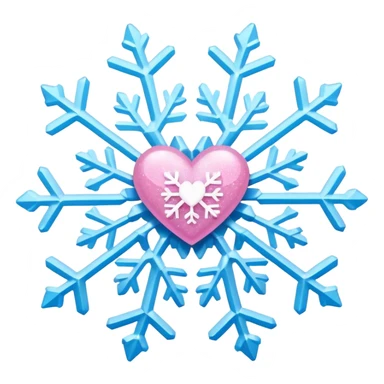 snowflake pink heart color white baby blue and baby pink glitter glow basic realist sticker
