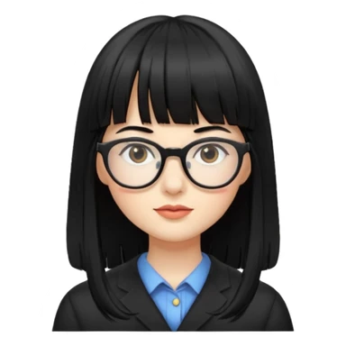 lecture girl with straight bangs fringe long black color hair  sticker