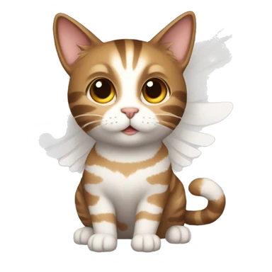 An adult and totally brown striped cat with angel’s wings. The fur is without White color. The cat is flying.  sticker