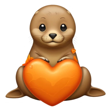 a seal in love with orange heart sticker