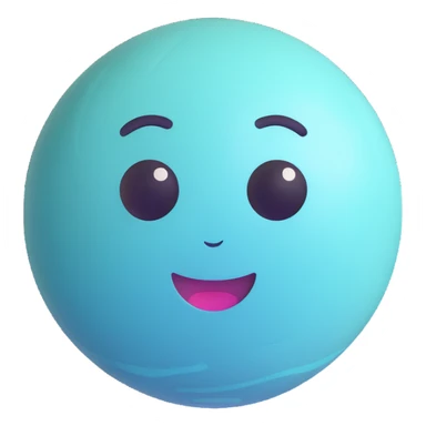 Uranus planet emoji with a friendly, playful, expressive face, soft blue-green color, subtle rings, symbolizing innovation, change, and individuality, representing a game-changer or revolutionary spirit sticker