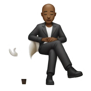 black man with bald head reclining in chair sticker