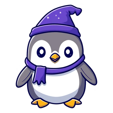 Cute penguin with wizard hat and magic sparkles sticker