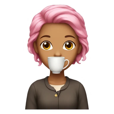  Girl that has pink hair and has a cup of tea  sticker