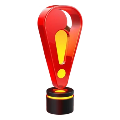 exclamation point, minimalistic 3d red neon glowing transparent sticker