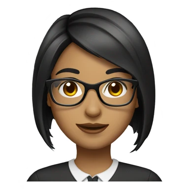 A girl with square glasses, black straight hair as a teacher sticker