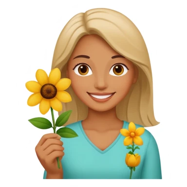 woman holding flower sticker