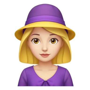 purple dress woman with yellow hat sticker